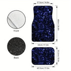 4er-Set blaue Galaxy-Sternennacht-Autofußmatten – Komplett abdeckende, rutschfeste Allwetter-Fußmatten mit leuchtendem Galaxienmuster (Fahrer-/Rücksitz-/Kofferraum) für Limousinen, SUVs und Vans – Leicht zu reinigendes Fahrzeugzubehör