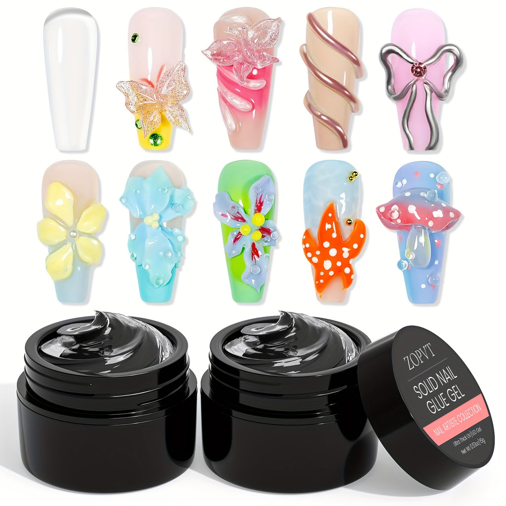 2pcs Transparent 3D Sculpting Gel Set - Non-Stick Hand Carving Gel, Suitable for Nail Art, 3D Flower Designs, and Salon Supplies, Nail Sculpting Gel, Gel Nail Kits, Nail Molding Gel, Beauty Professionals, DIY Manicure Lovers