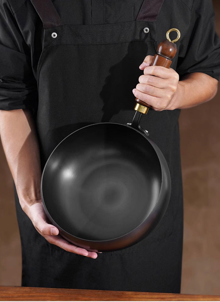 Großer Bauchtopf, vertiefter, antihaftbeschichteter Eisentopf, flacher Boden, unbeschichtet, kleine Bratpfanne, Eisenpfanne mit Deckel, unbeschichtete Bratpfanne, großer Bauch