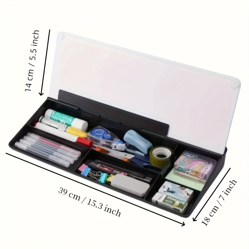 Elegantes, kompaktes Whiteboard aus Glas mit integriertem Stauraum – Moderner Schreibtisch-Organizer aus gehärtetem Glas und Tastaturhalter, schlankes Design für effizientes Arbeitsplatzmanagement