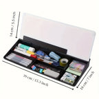 Elegantes, kompaktes Whiteboard aus Glas mit integriertem Stauraum – Moderner Schreibtisch-Organizer aus gehärtetem Glas und Tastaturhalter, schlankes Design für effizientes Arbeitsplatzmanagement