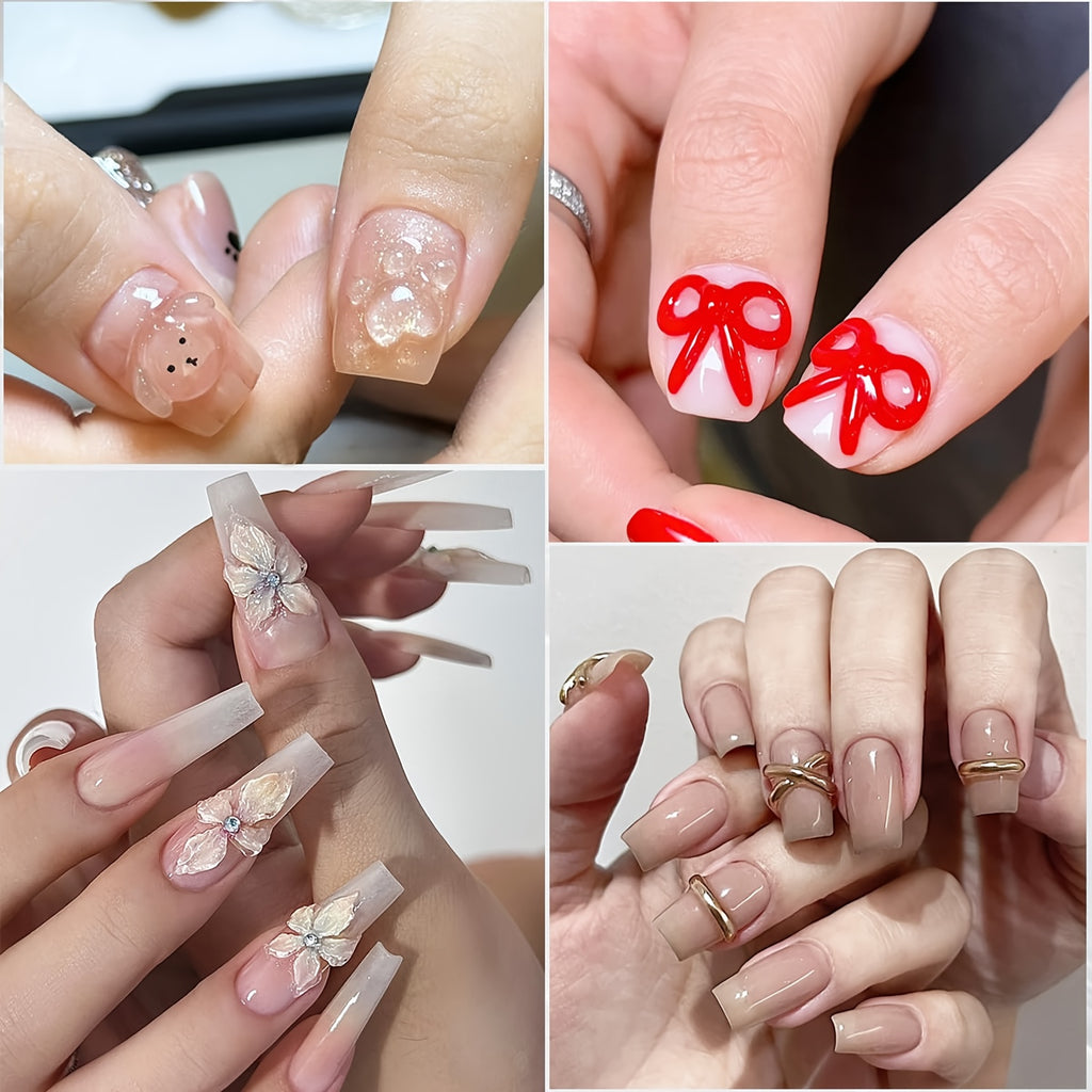 2pcs Transparent 3D Sculpting Gel Set - Non-Stick Hand Carving Gel, Suitable for Nail Art, 3D Flower Designs, and Salon Supplies, Nail Sculpting Gel, Gel Nail Kits, Nail Molding Gel, Beauty Professionals, DIY Manicure Lovers