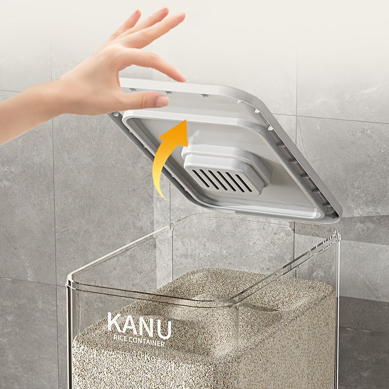 Großer, luftdichter Lebensmittelbehälter, Reisspender mit Messbecher, 11,34 kg Lebensmittelbehälter, feuchtigkeitsbeständiger, luftdichter Reisbehälter für den Haushalt, Reistank, Mehlbehälter