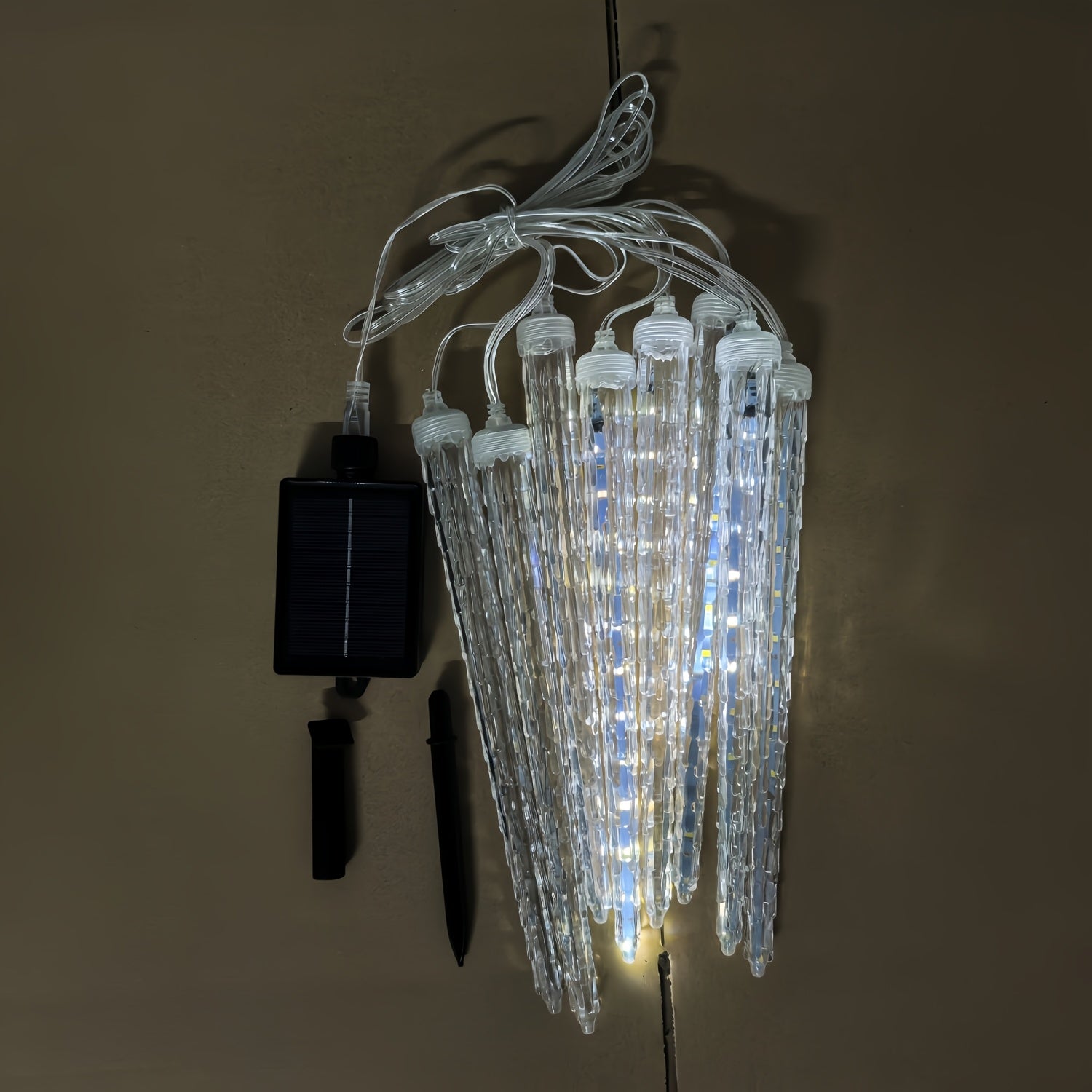 8-Pack Solar-Powered Icicle Lights - Outdoor Christmas Decoration with Solar Charging, Auto-Cycling On/Off, No Wiring Needed, for Garden, Roof, Tree, Party - Energy-Efficient Solar icicle lamps (192 SMD LEDs, 5.3m/17.5ft, Dur