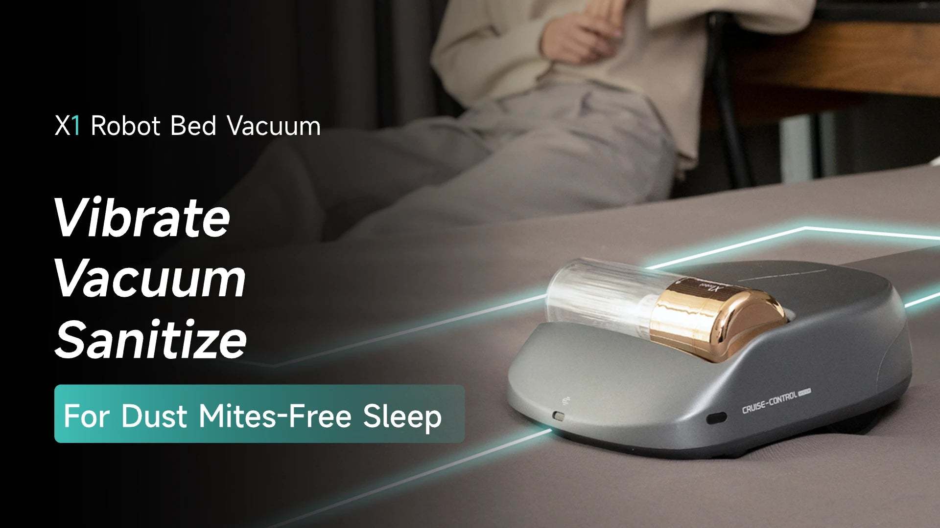 CREATULIZE X1 Roboter, automatischer Bettstaubsauger – kabellos, wiederaufladbar, UV-C-Licht-Desinfektion, 14 kPa Saugkraft, entfernt Hausstaubmilben und Allergene, mit HEPA-Filterung