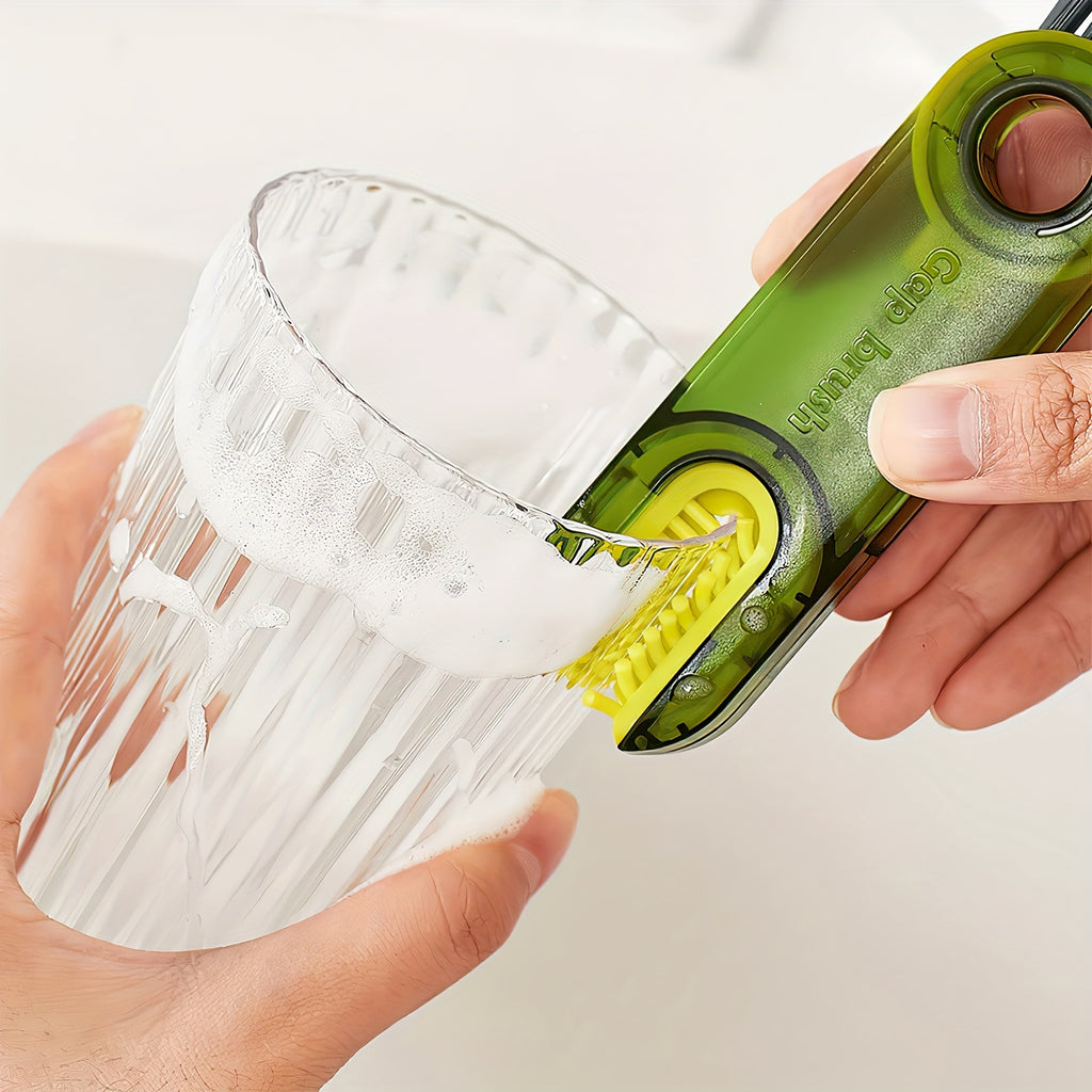 3-in-1 Mehrzweck-Flaschenreinigungsbürste – Tragbar, robust für Glas und mehr, ideal für Küche, Reinigung, vielseitig einsetzbar, auch als Becherdeckel oder Wasserflaschenreiniger geeignet.