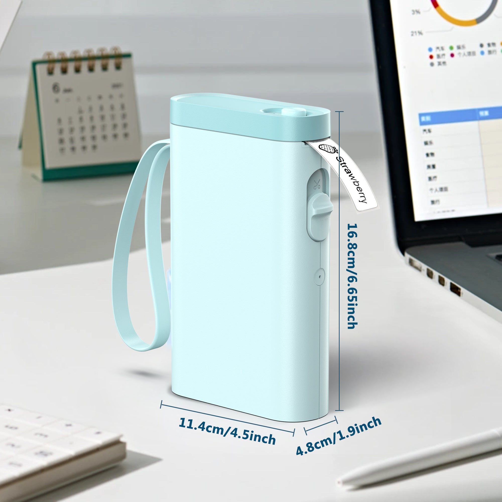 Tragbarer Mini-Thermoetikettendrucker, P21B Etikettendrucker, kabelloses Etikettiergerät, einfach zu bedienen, für Smartphones, zur Aufbewahrung und Raumorganisation, Büro und Zuhause, mehrfarbig.