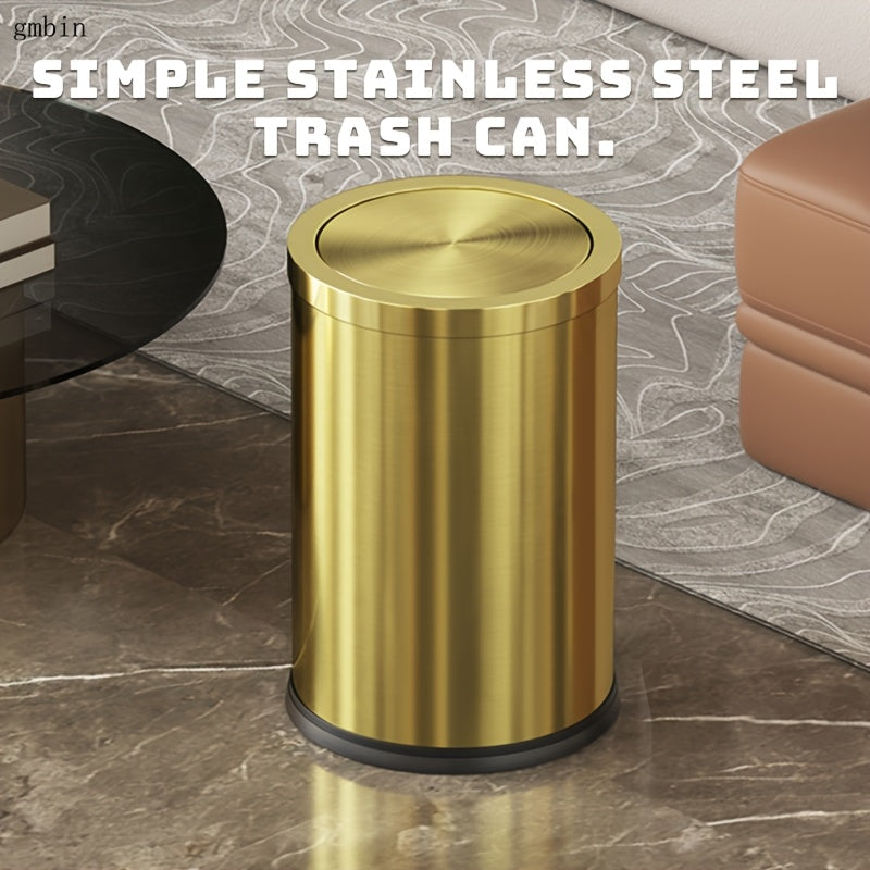 Gmbin Edelstahl-Abfalleimer mit geräuschlosem Deckel - Geruchsdicht, leicht zu öffnender Deckel für Küche, Bad und Wohnzimmer