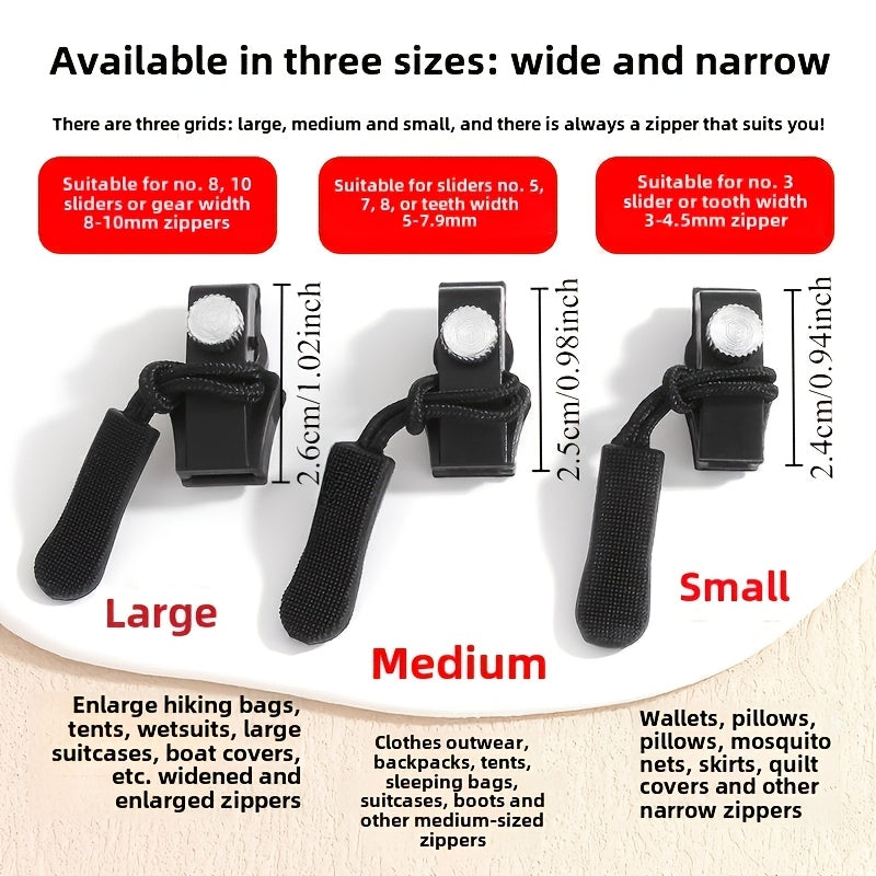 10 Stück universelles Werkzeug zum Austauschen von Schlossköpfen, schwarz, kostenloses Reparaturwerkzeug für Kleidung, Taschen, Schuhe und Stiefel sowie allgemeines Zubehör