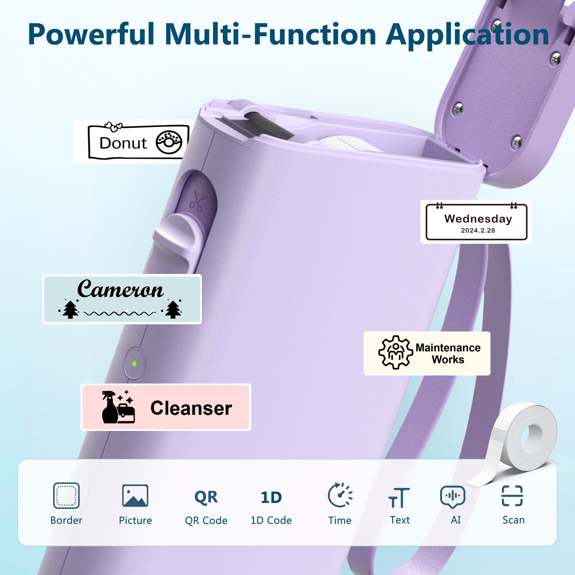 Tragbarer Mini-Thermoetikettendrucker, P21B Etikettendrucker, kabelloses Etikettiergerät, einfach zu bedienen, für Smartphones, zur Aufbewahrung und Raumorganisation, Büro und Zuhause, mehrfarbig.