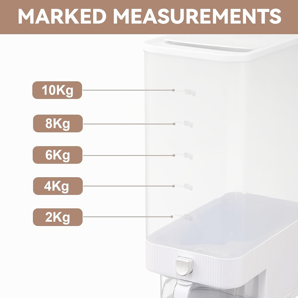 Großer, luftdichter Lebensmittelbehälter, Reisspender mit Messbecher, 11,34 kg Lebensmittelbehälter, feuchtigkeitsbeständiger, luftdichter Reisbehälter für den Haushalt, Reistank, Mehlbehälter