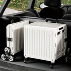 Foldable Utility Cart with Stair-Climbing Wheels, Collapsible Rolling Crate with Telescopic Handle & 360° Spinner Wheels - Durable Plastic Multi-Purpose Hand Truck for Teachers, Shopping, Moving, Storage, Moving Essentials C