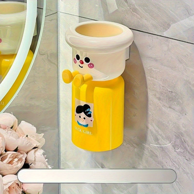 Wall-Mounted Toothbrush Holder with Magnetic Cup, Space-Saving Bathroom Organizer for 36 Festive Occasions, Plastic Material, Ideal for Holiday Decor, Bathroom Organizers And Storage, Toothbrush Holder For Bathroom, Toothbrus