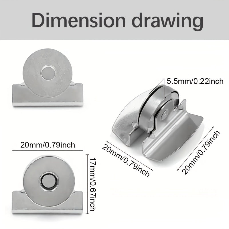 Set mit 4 metallischen Magnetverschlüssen in Schwarz, Gold, Silber und Bronze, ideal für die Verwendung an Taschen, Schachteln, Vorhängen und verschiedenen anderen Gegenständen.