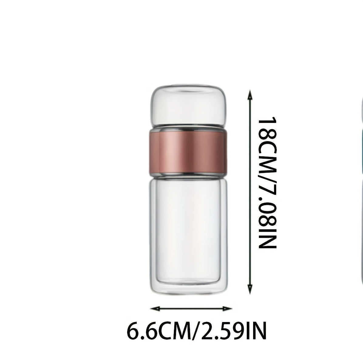 1 doppelwandige Glas-Tee-Eiflasche – isoliert, hitzebeständig, tragbar mit Teetrennfunktion, wiederverwendbar für Zuhause und unterwegs, familienfreundliches Design, multifunktionales Trinkgefäß | Transparenter Teetrenner
