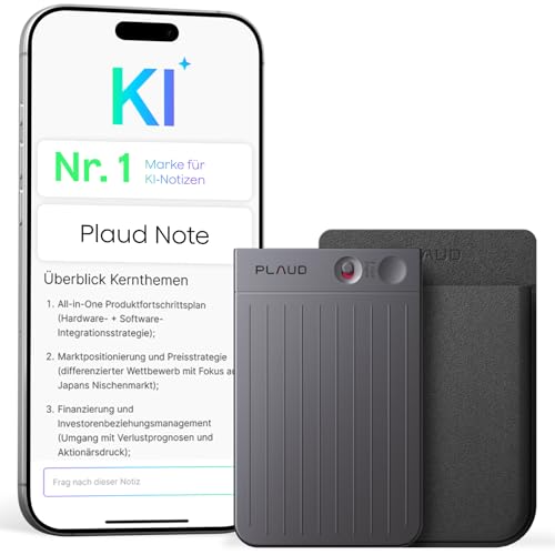 Plaud Note AI Digitaler Diktiergerät mit Tasche – 64 GB Aufnahmegerät mit KI-Technologie zum Transkribieren und Zusammenfassen