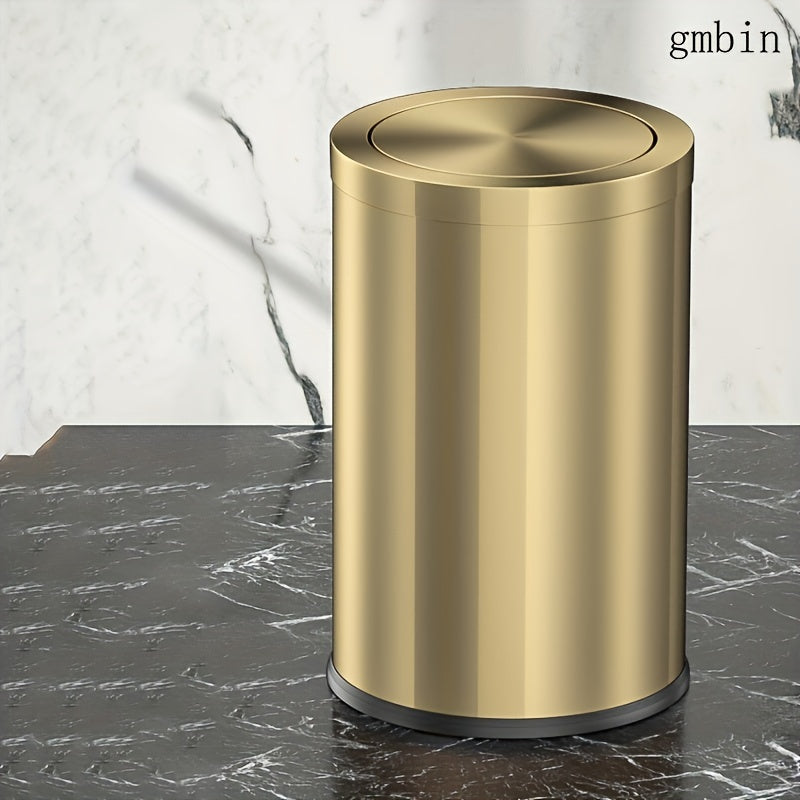 Gmbin Edelstahl-Abfalleimer mit geräuschlosem Deckel - Geruchsdicht, leicht zu öffnender Deckel für Küche, Bad und Wohnzimmer