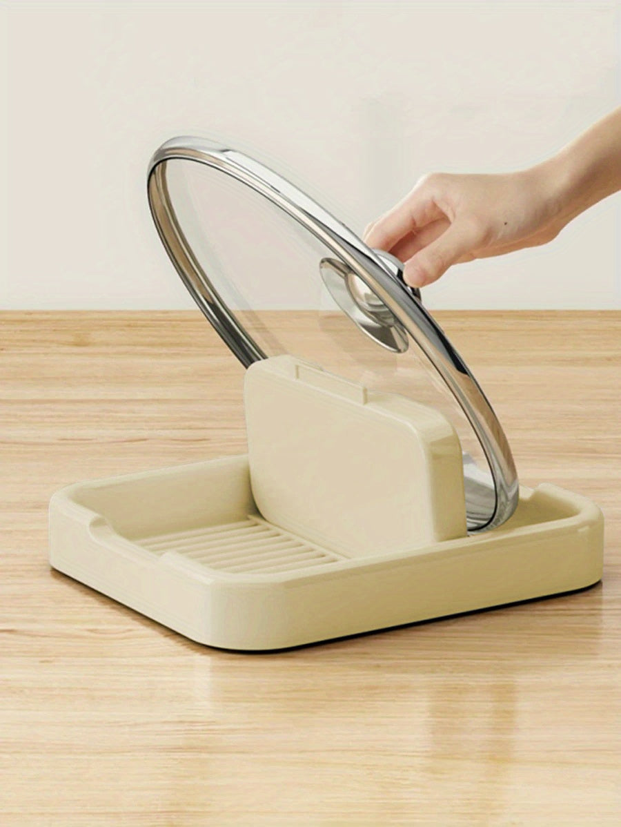 Faltbarer Deckelhalter – Praktische Deckelablage zum Kochen und Servieren – Hält Löffel und Küchenutensilien ordentlich – Geeignet für Küchenarbeitsplatte und Herd – Vielseitiges Kunststoffregal