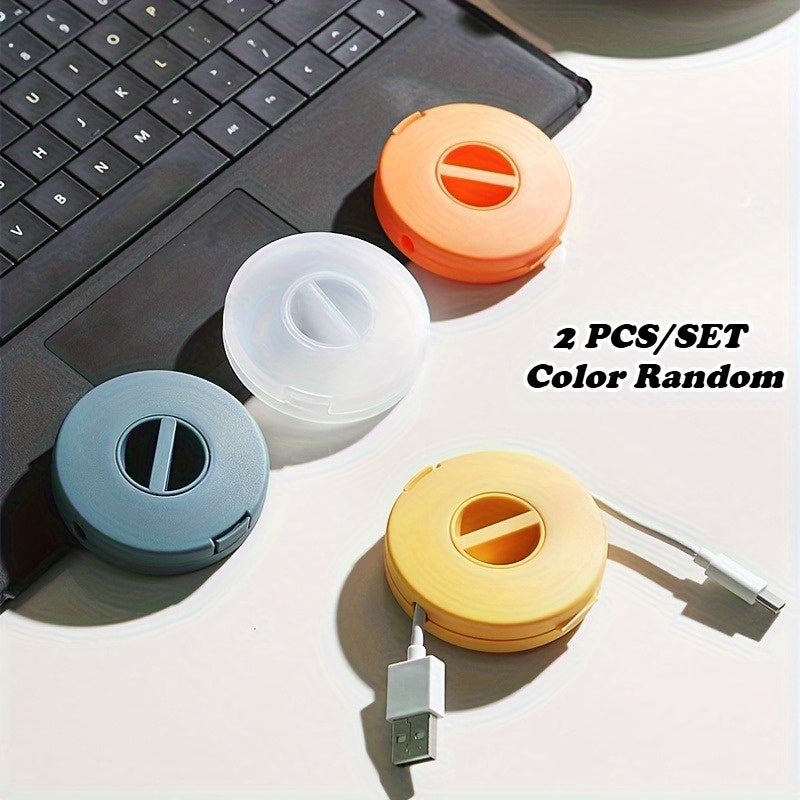 Rotatable Cable Organizer Box - Compact Portable Round Design with 360° Rotating Base, Durable PP Plastic Cord Management System for Home Office Desk, Travel & Workspace Organization, Sleek Storage Bins for Chargers, Cables,