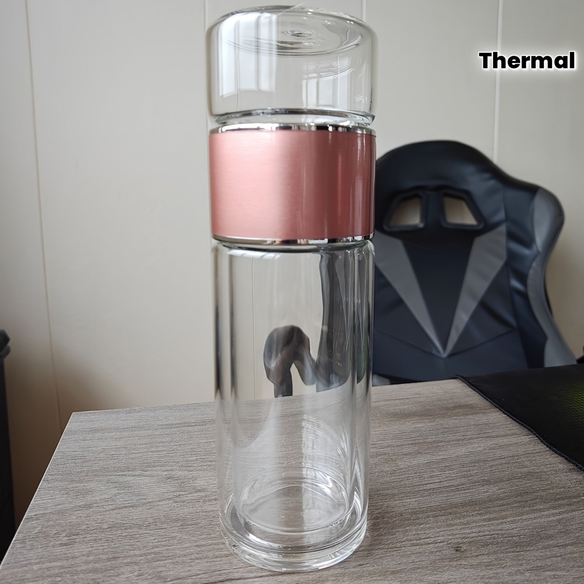 Doppelwandige, isolierte Thermoskanne aus Borosilikatglas