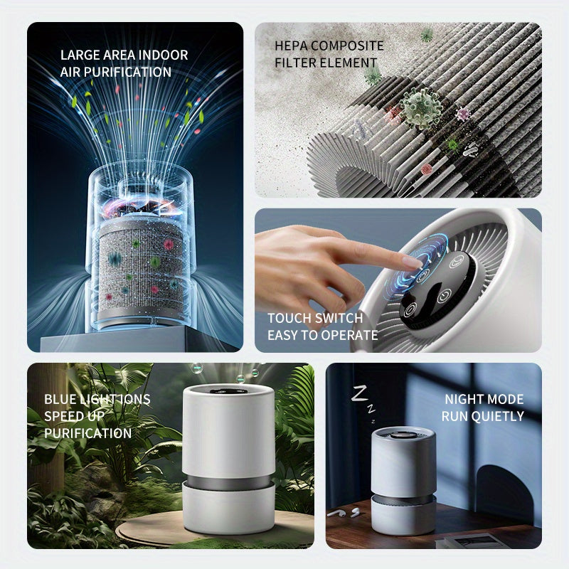 [Hocheffizienter, flüsterleiser, energiesparender HEPA-Luftreiniger mit Digitalanzeige] Filtert und entfernt 99,97 % der Luftverunreinigungen, großes Fassungsvermögen für die Reinigung des gesamten Hauses, langlebiger Filter, 3-stufige Filtration