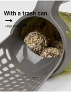 Großvolumige Katzenstreuschaufel mit integriertem Abfallbehälter – Tragbare, leicht zu reinigende Kunststoff-Katzenstreuschaufel