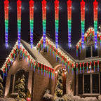 8-Pack Solar-Powered Icicle Lights - Outdoor Christmas Decoration with Solar Charging, Auto-Cycling On/Off, No Wiring Needed, for Garden, Roof, Tree, Party - Energy-Efficient Solar icicle lamps (192 SMD LEDs, 5.3m/17.5ft, Dur