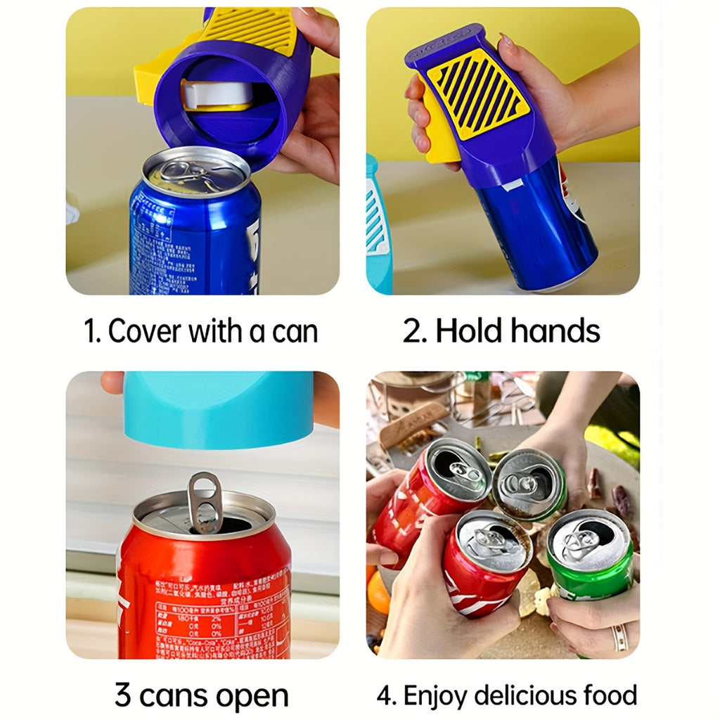 Tragbarer, manueller Dosenöffner mit ergonomischem Griff und Klingen – robuste ABS-Konstruktion, kompaktes und leichtes Design für Bier, Limonade, Erfrischungsgetränke, Camping und Reisen – griffiger Griff, stabile Konstruktion, ideal für Zuhausee