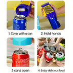 Tragbarer, manueller Dosenöffner mit ergonomischem Griff und Klingen – robuste ABS-Konstruktion, kompaktes und leichtes Design für Bier, Limonade, Erfrischungsgetränke, Camping und Reisen – griffiger Griff, stabile Konstruktion, ideal für Zuhausee