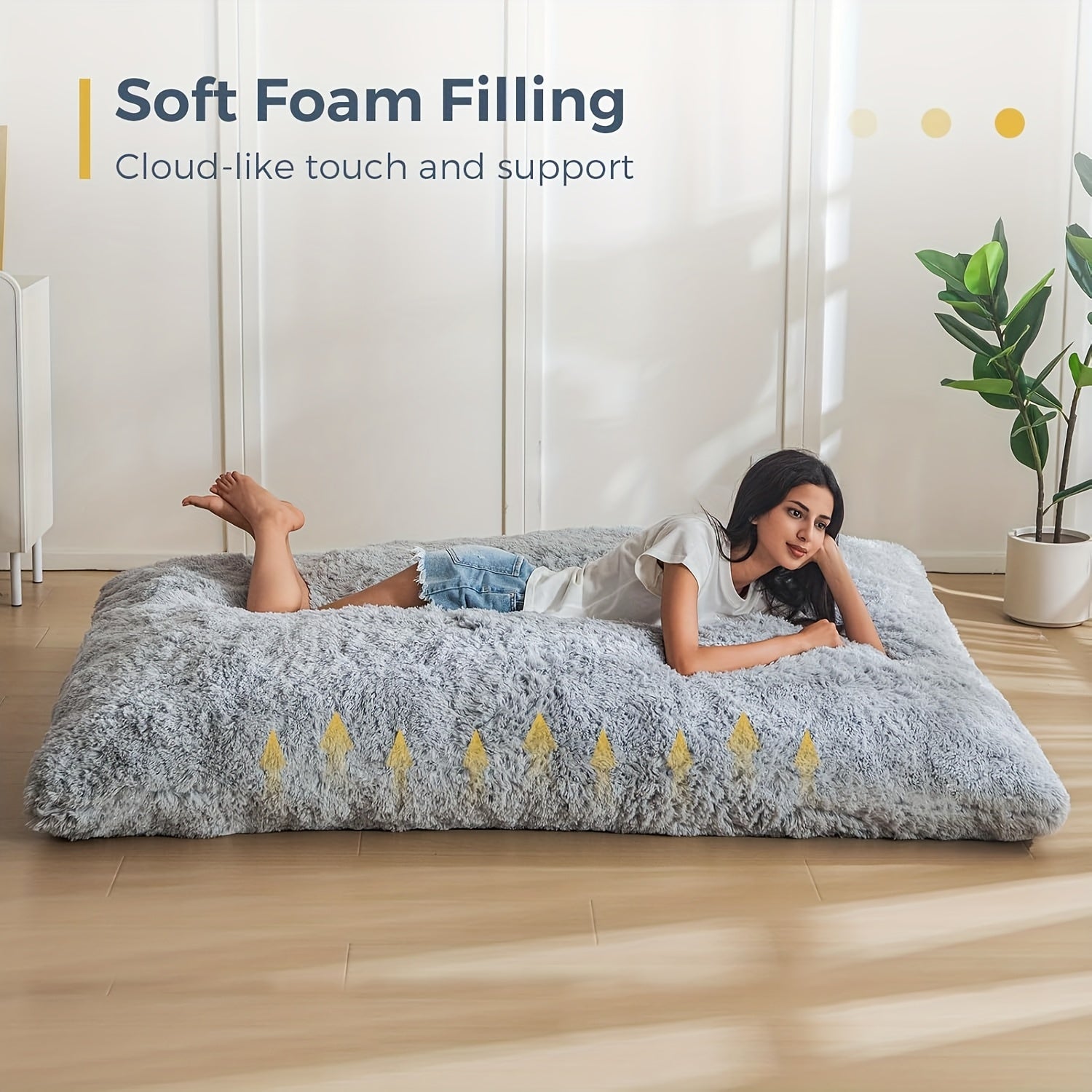 Großer grauer Sitzsack als Bett - Bodenbett ohne Füllung für Erwachsene, weicher Sitzsack mit strapazierfähigem Bezug, vielseitig verwendbare Schlafmatte zum Schlafen auf dem Boden, Gästebett, Zimmer, Studentenwohnheim - maschinenwaschbar