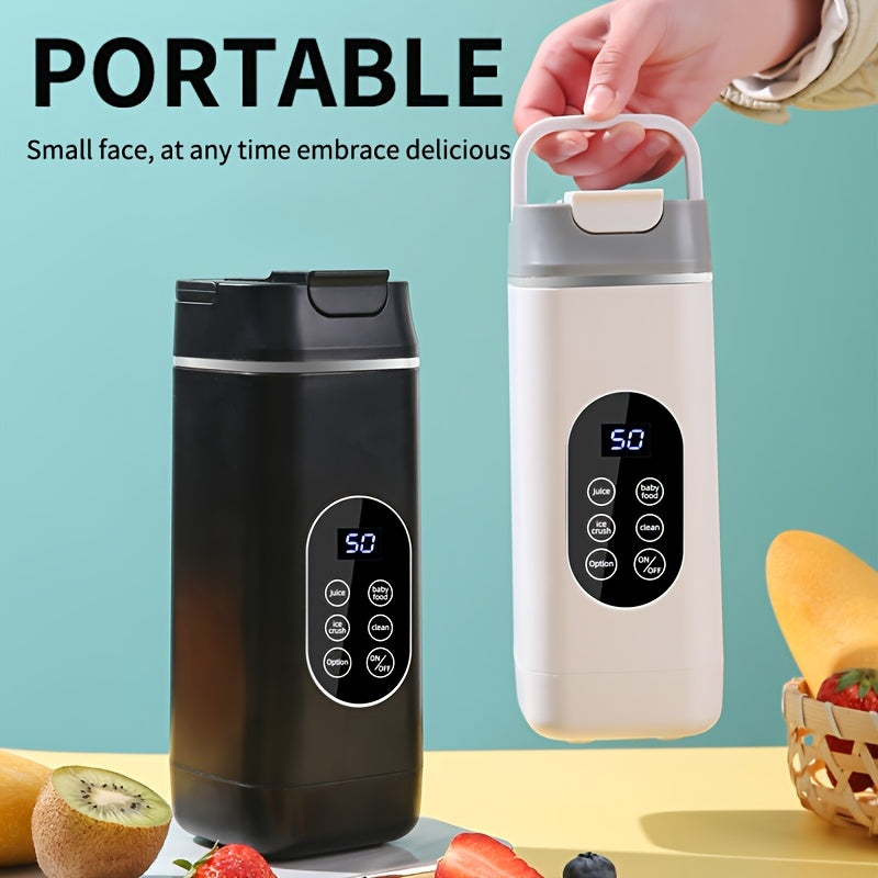Tragbarer, per USB aufladbarer Mixer & Entsafter | 420 ml | Digitalanzeige, Edelstahlklingen | 3-in-1-Design für Smoothies, Shakes & frische Säfte | Leicht zu reinigen, ideal für Zuhause, Büro, Reisen & Camping | Stilvoll und modern