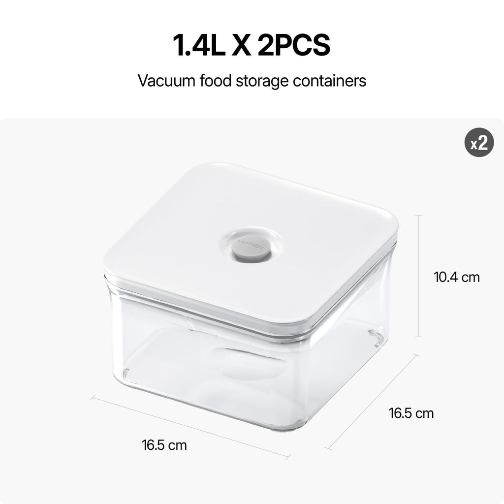 VAKUEN Premium Airtight Food Storage Containers, 4 Piece Set, Intelligent One Click Seal Lid, No Hinges, Patented Double Silicone Lining, 100% Leak-Proof, BPA-Free 