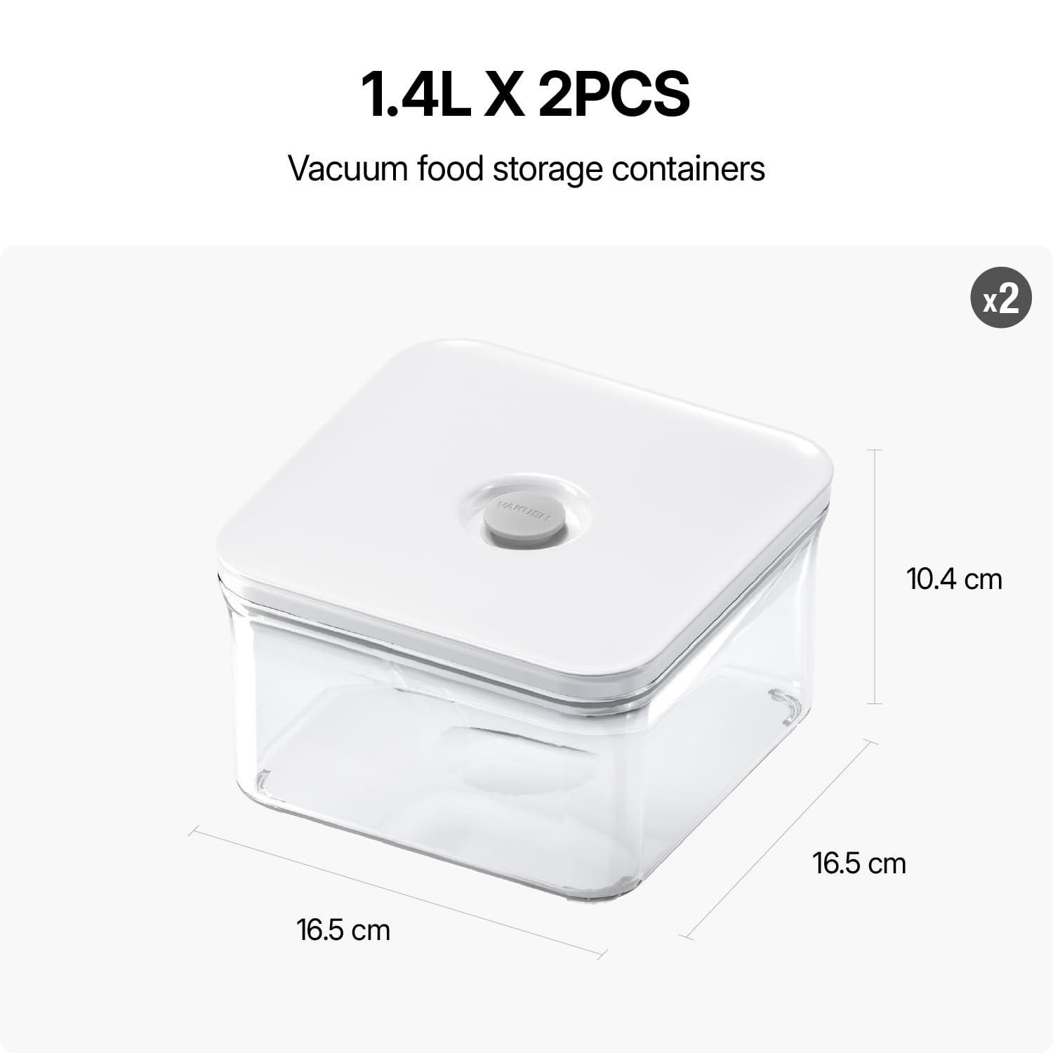VAKUEN Premium Airtight Food Storage Containers, 4 Piece Set, Intelligent One Click Seal Lid, No Hinges, Patented Double Silicone Lining, 100% Leak-Proof, BPA-Free 