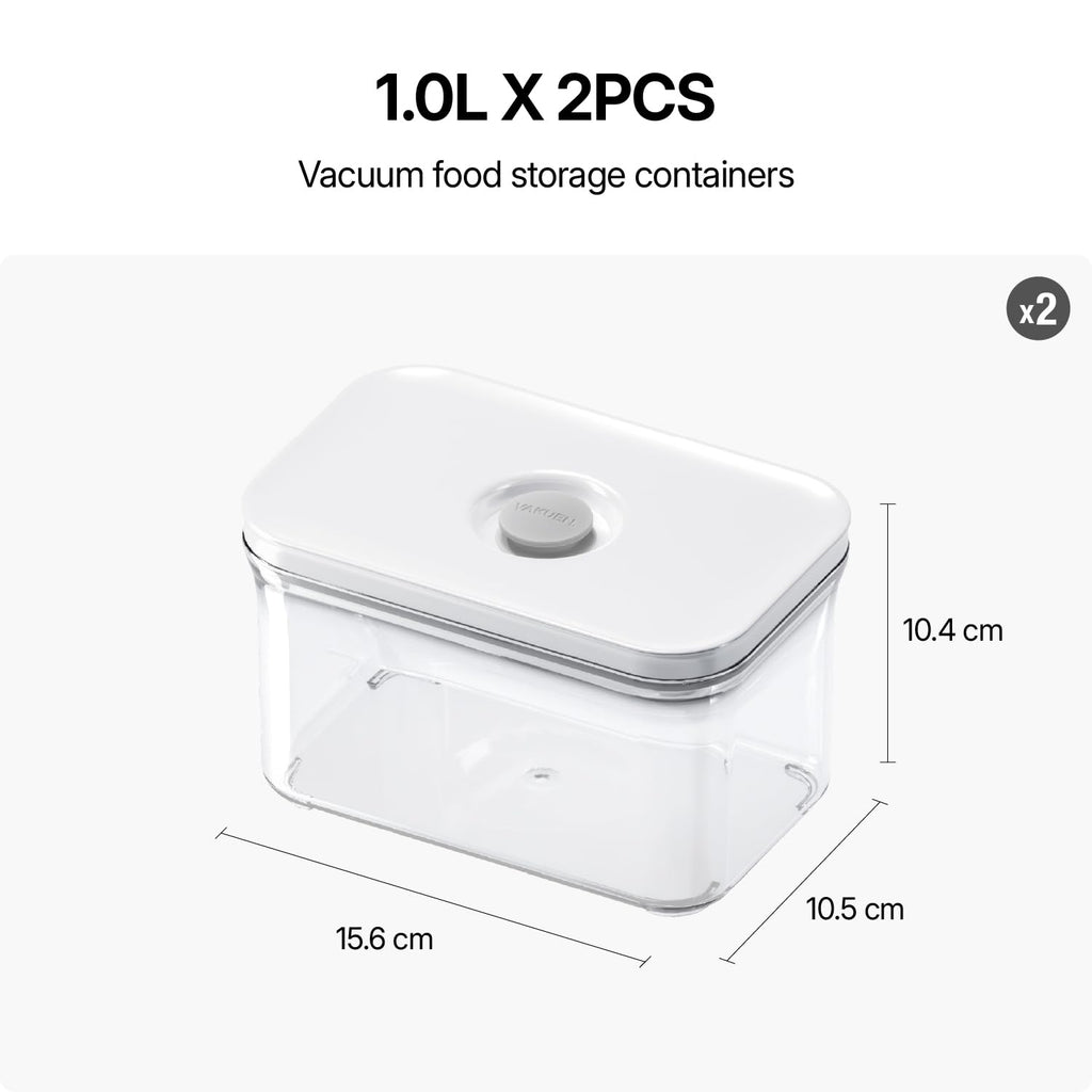 VAKUEN Premium Airtight Food Storage Containers, 4 Piece Set, Intelligent One Click Seal Lid, No Hinges, Patented Double Silicone Lining, 100% Leak-Proof, BPA-Free 