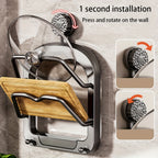 1 Stück Küchenschrank-Aufbewahrungsregal ohne Bohren – Multifunktionaler Organizer mit zwei Topfdeckelhaltern, Saugnapf-Wandbefestigung, einfache Installation, platzsparendes Design für Küche und Esszimmer, praktisches Hängeregal, Küchenorganizer