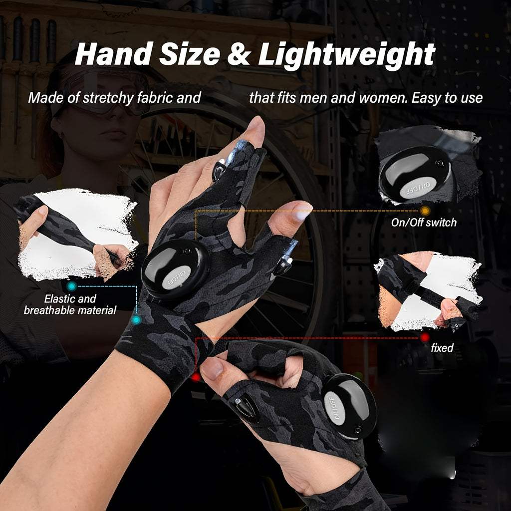 LED-Handschuh-Taschenlampe für Männer – Einzigartiges und cooles Gadget, Fingerlampe für Outdoor-Aktivitäten wie Reparaturen und Camping, freihändige Lampe