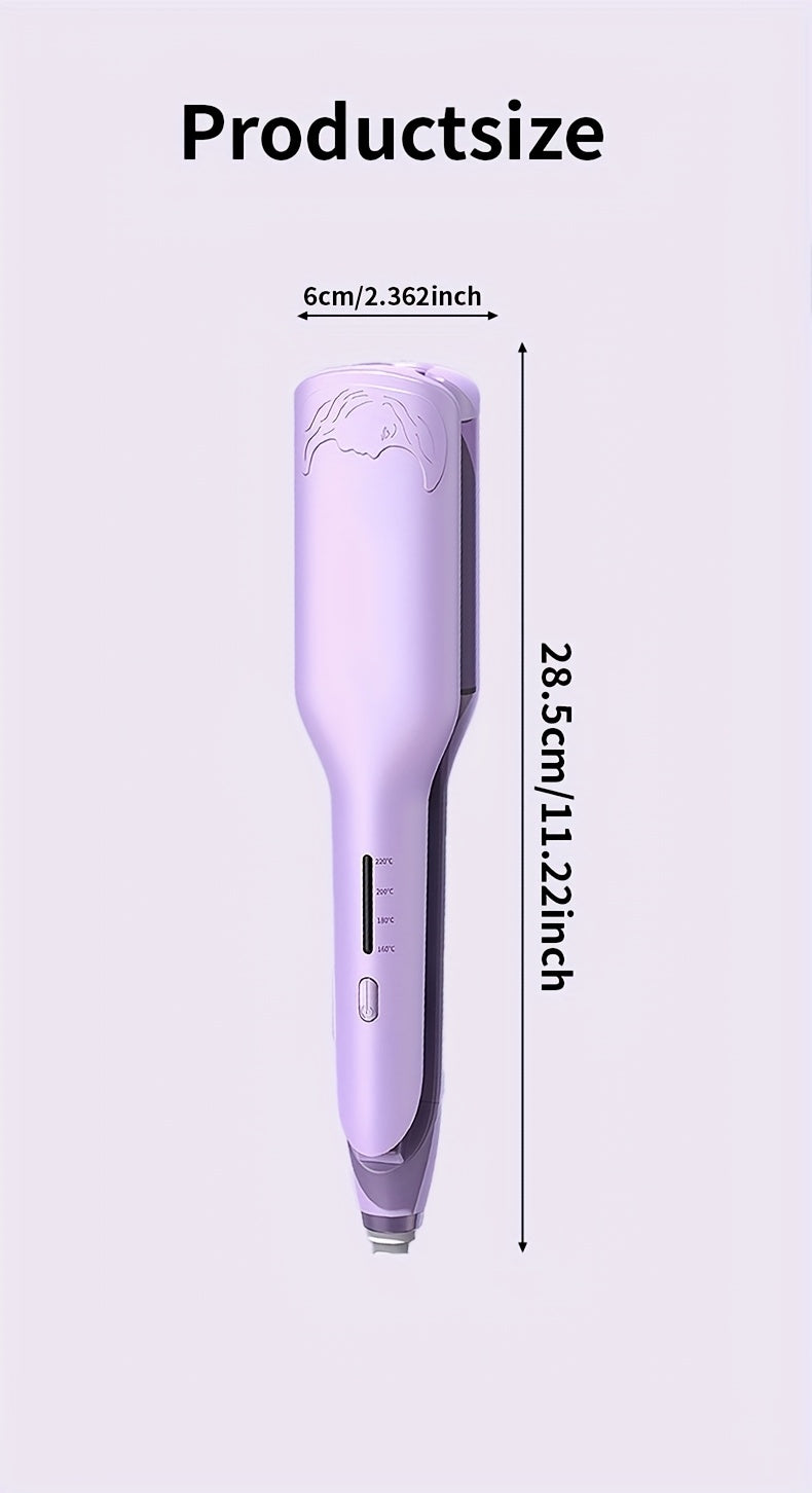 Lockenstab mit Kreppfunktion, Wellen-Lockenstab mit Kreppfunktion, Lockenstab für tiefe Wellen mit 2 Aufsätzen für Damen, geeignet für breite und tiefe Wellen, Geschenkidee für Frauen, Geburtstagsgeschenk, Muttertagsgeschenk, Pur