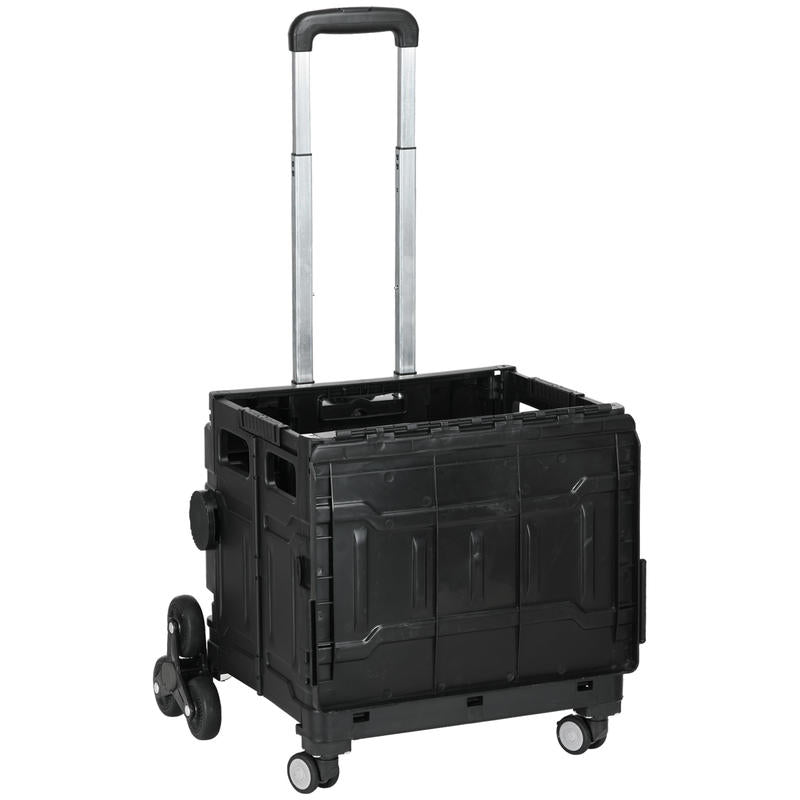 Faltbarer Einkaufswagen mit Teleskopgriff, Treppensteiger, Max. Tragkraft 65 kg, Schwarz