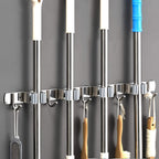 1 Stück robuste, wandmontierte Werkzeugablage aus Edelstahl, Halterung für Mopp und Besen