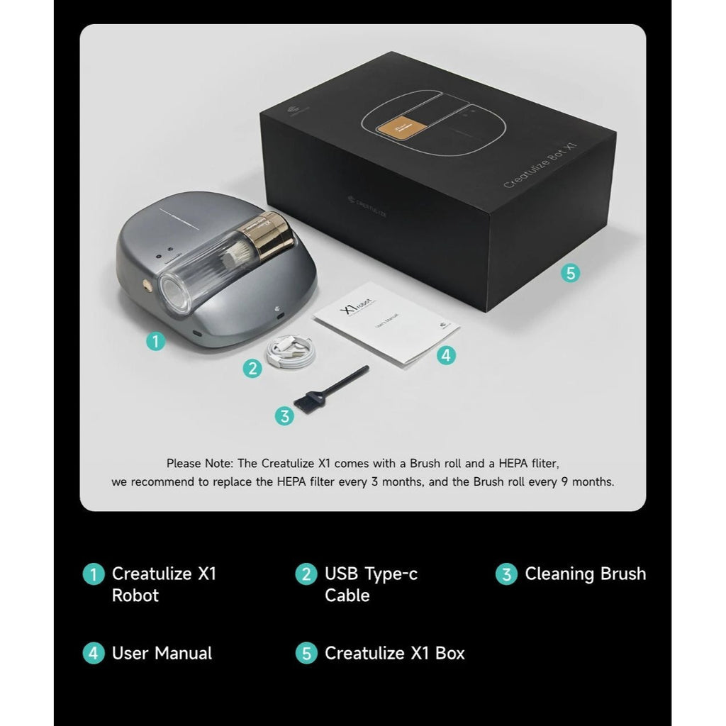 CREATULIZE X1 Roboter, automatischer Bettstaubsauger – kabellos, wiederaufladbar, UV-C-Licht-Desinfektion, 14 kPa Saugkraft, entfernt Hausstaubmilben und Allergene, mit HEPA-Filterung