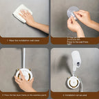 1 Stück universelle, spurlose Wandhalterung für Haartrockner, Haartrocknerhalterung für Badezimmer ohne Bohren, 360° verstellbarer, freihändiger Haartrocknerhalter aus Kunststoff, Badezimmerzubehör