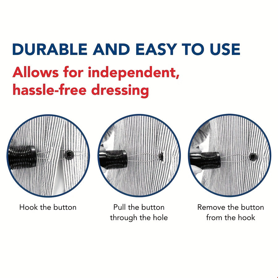 Knopfhaken und Reißverschluss-Ziehring, Hilfsmittel, Anziehhilfen, Hemdenknopf-Hilfsmittel, Einhandbedienung, Behinderte, Senioren