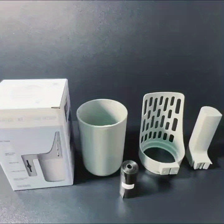 Katzenstreuschaufel mit Einhandverschluss (großes Fassungsvermögen) - Freihändige Haustierkotschaufel für Katzen/kleine Hunde, streubeutelfreundlich, geruchsneutralisierend (5 Müllbeutelrollen enthalten, kein direkter Handkontakt)