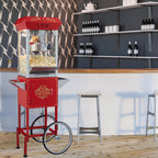 VEVOR Popcornmaschine mit Wagen, 850 W, 8 oz (ca. 227 g), 48 Tassen, Rot