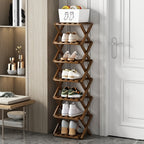 Adjustable & Foldable Bamboo Shoe Rack - Space-Saving 3-9 Tier Shoe Organizer for Small Spaces, No-Install Expandable Design for Home & Office, Natural Wood Finish, Shoe Storage Organizer