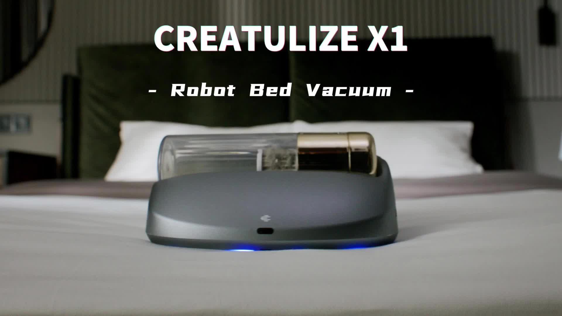 CREATULIZE X1 Roboter, automatischer Bettstaubsauger – kabellos, wiederaufladbar, UV-C-Licht-Desinfektion, 14 kPa Saugkraft, entfernt Hausstaubmilben und Allergene, mit HEPA-Filterung