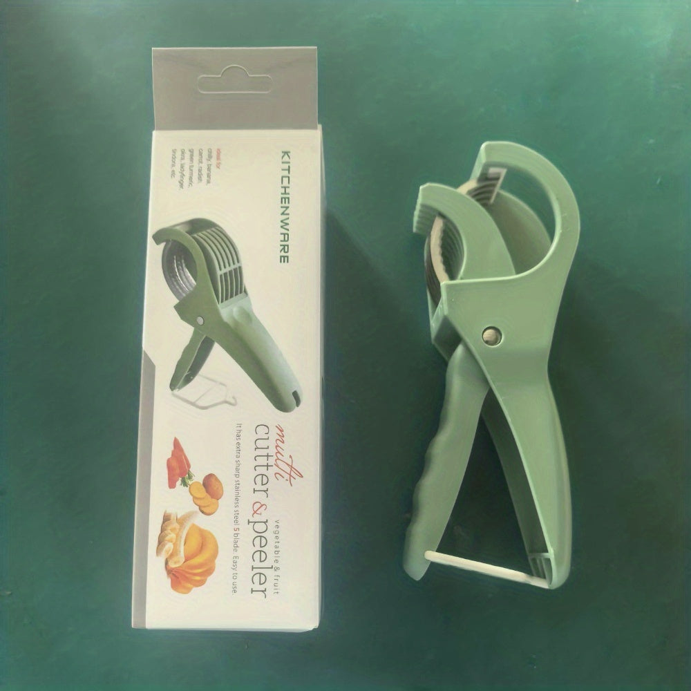 Tragbarer, multifunktionaler Obst- und Gemüseschneider, Bananenschneider, Erdbeerschneider, Küchenhelfer zum Schneiden von Karotten und anderem Gemüse, unverzichtbares kleines Küchengerät für Zuhause und Gastronomie