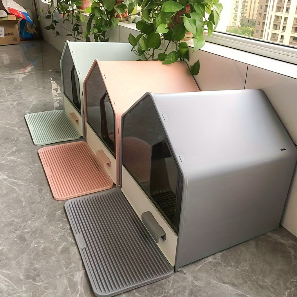 WhiskerWonders ABS Enclosed Cat Litter Box with Drawer, Large Feline Toilet