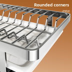 Ausziehbarer Geschirrständer, versenkbarer Abtropfkorb für Geschirr, Tassen und Gläser. Hergestellt aus rostfreiem Kohlenstoffstahl mit verstellbarer Abtropfschale. Ideal zur Aufbewahrung von Geschirr, ein unverzichtbares Küchenutensil.