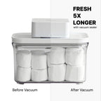 VAKUEN Premium Airtight Food Storage Containers, 4 Piece Set, Intelligent One Click Seal Lid, No Hinges, Patented Double Silicone Lining, 100% Leak-Proof, BPA-Free 